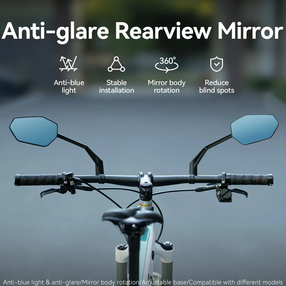 Adjustable Handlebar Bike Rearview Mirror Mirror with Anti-Glare Glass