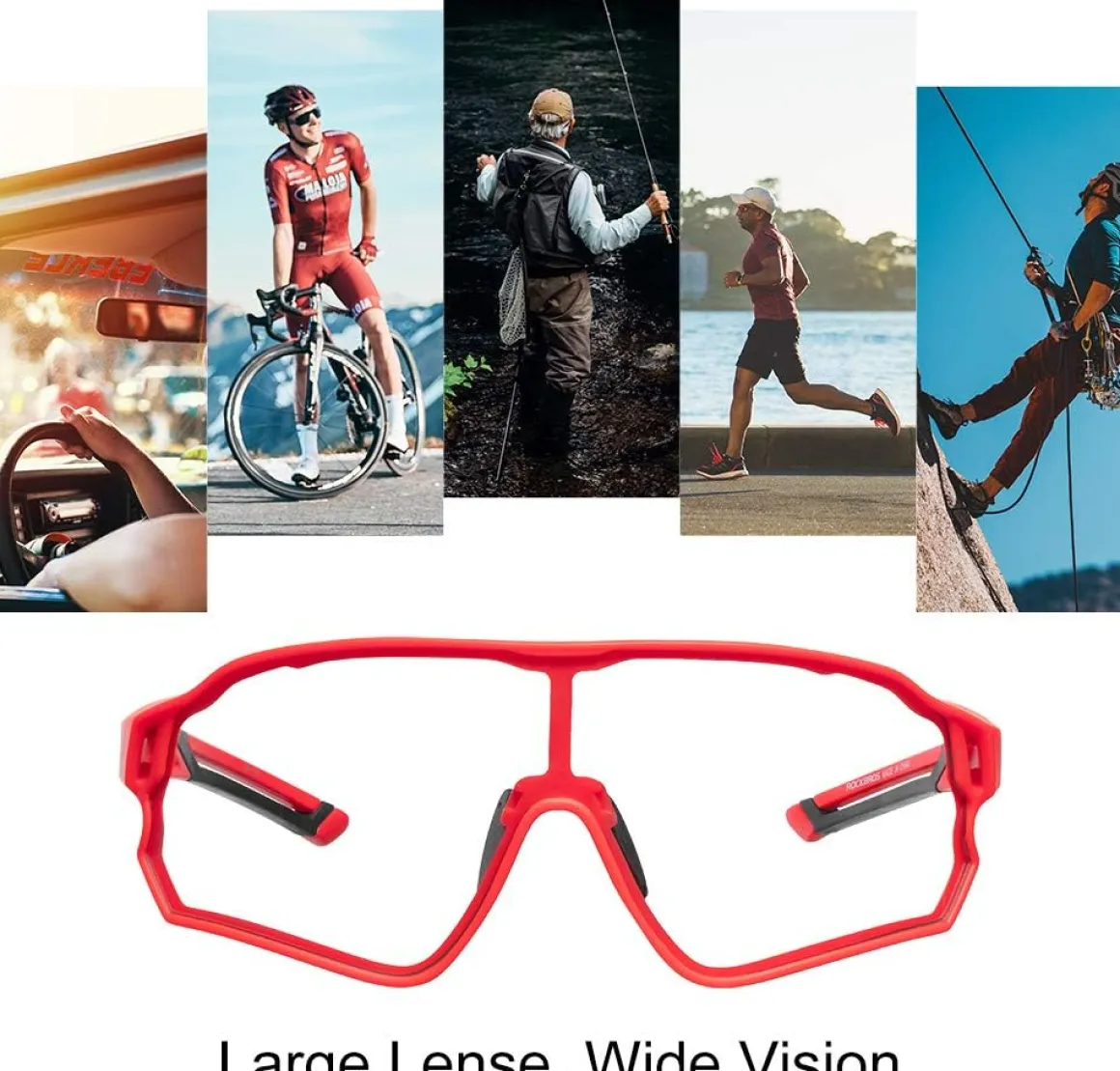 Aerodynamic Windproof Photochromic Cycling Sunglasses