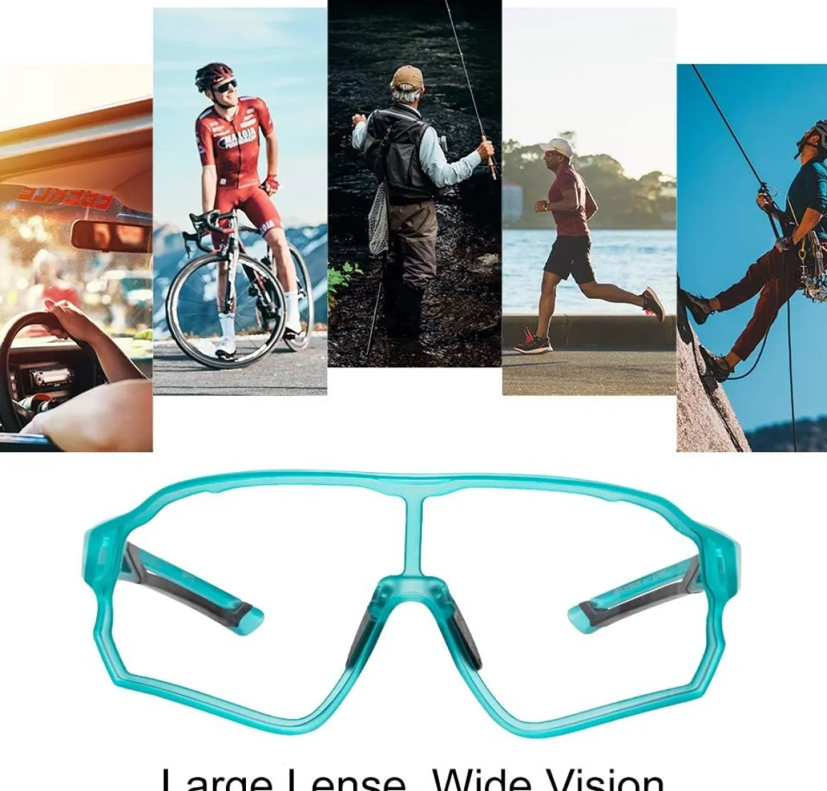 Aerodynamic Windproof Photochromic Cycling Sunglasses
