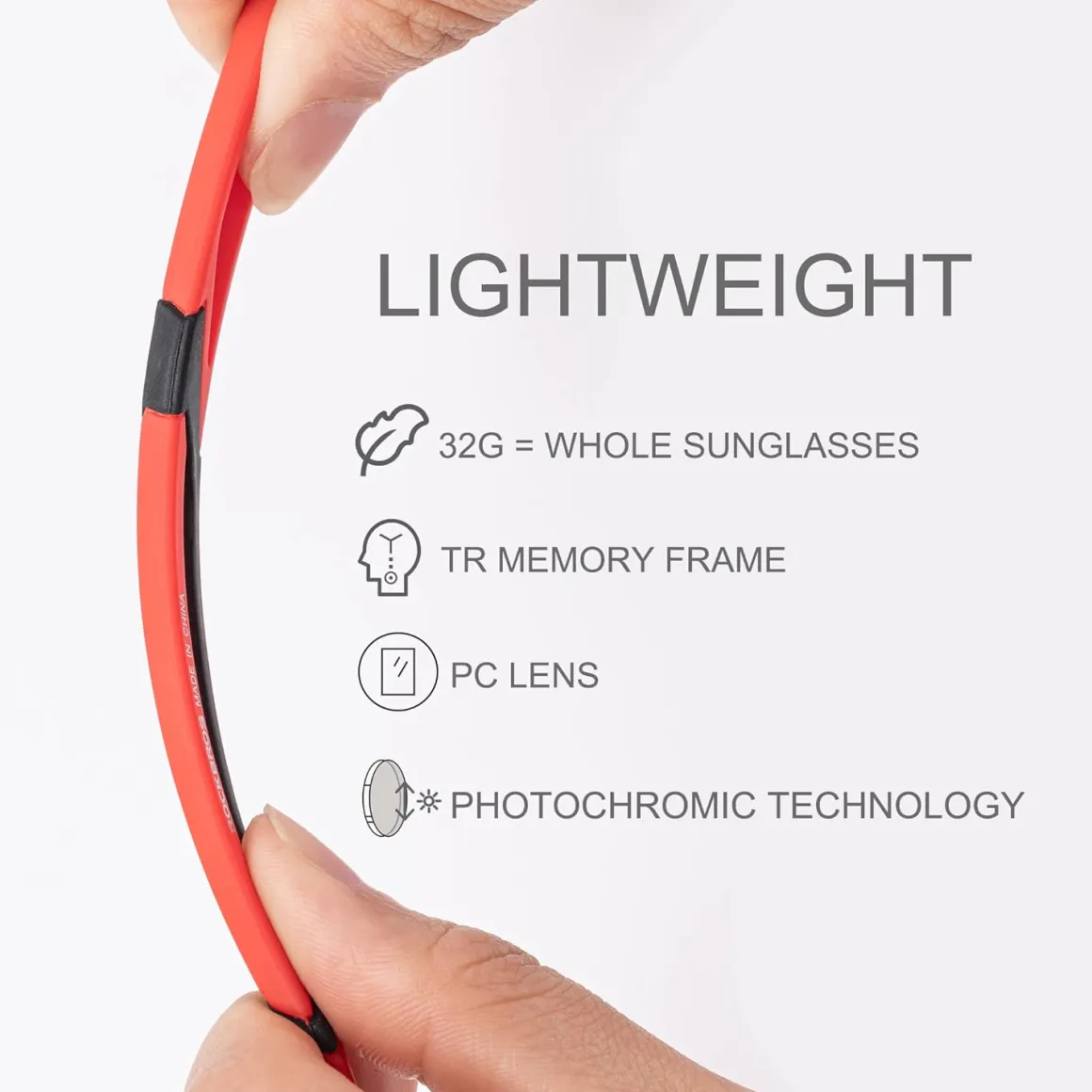 Aerodynamic Windproof Photochromic Cycling Sunglasses