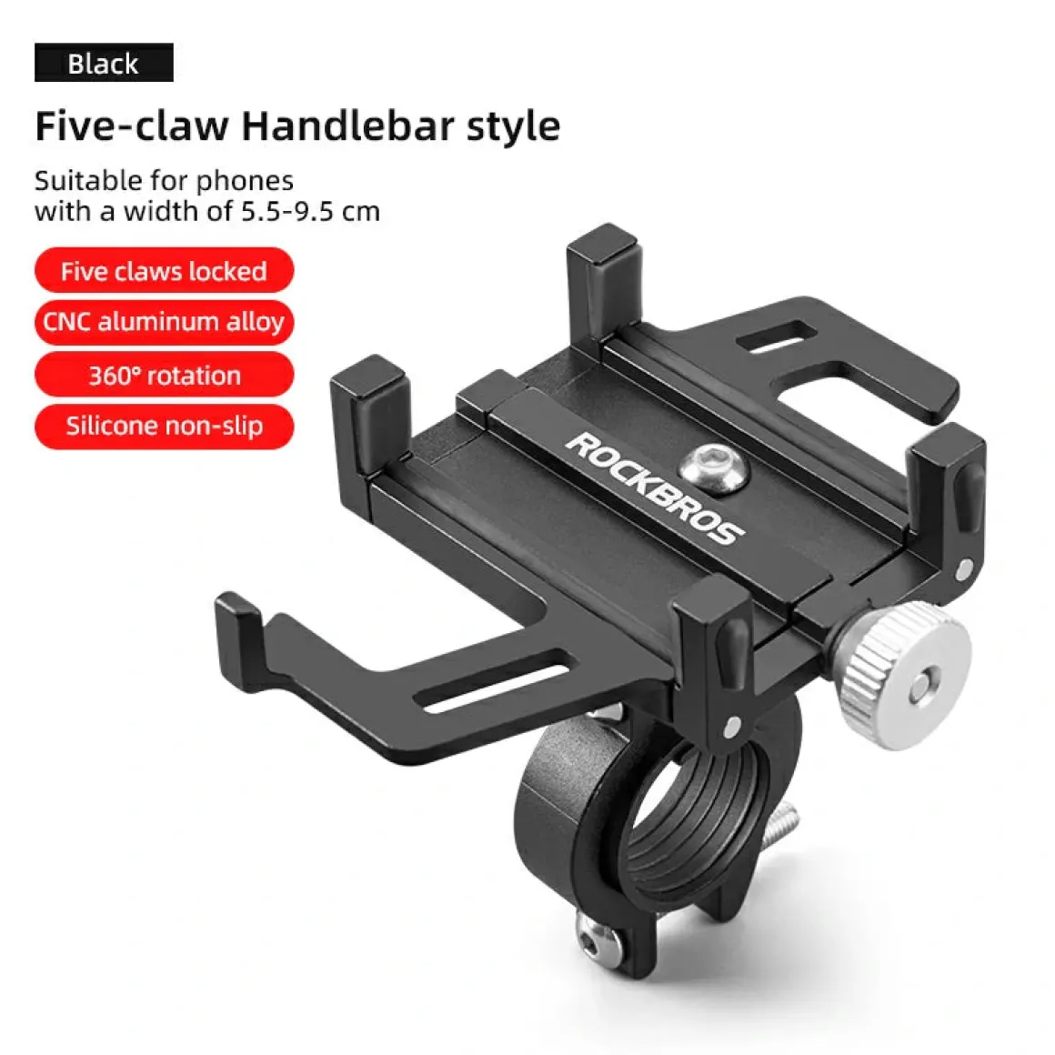 Aluminum Alloy Phone Mount Fits 2.2–3.7 in Wide