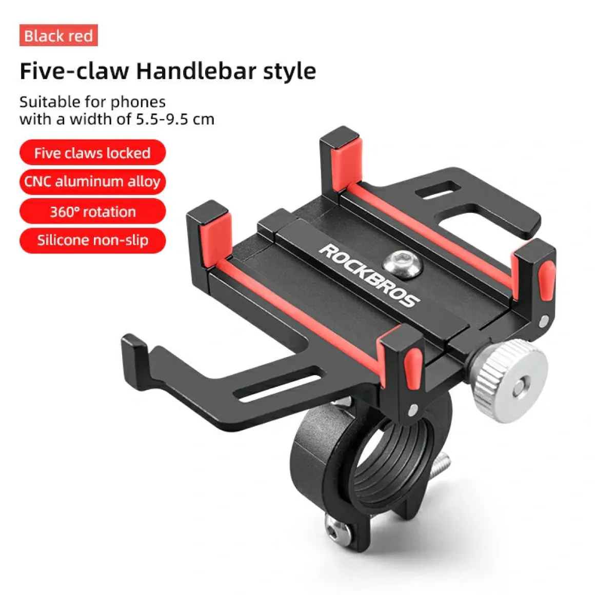Aluminum Alloy Phone Mount Fits 2.2–3.7 in Wide
