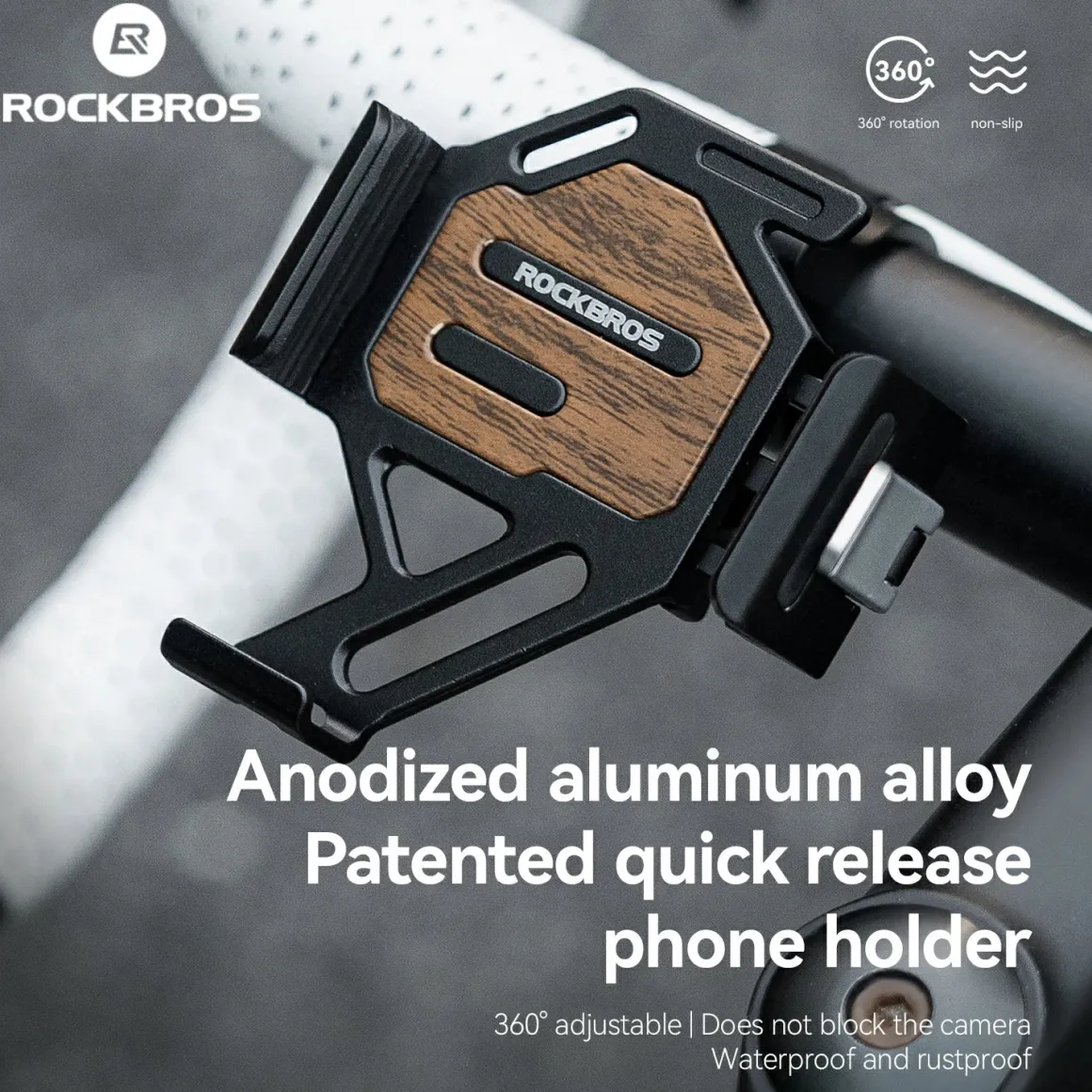 Aluminum Anti-Shake Cell Bike Phone Holder, Motorcycle Phone Mount for 2.56–3.74"