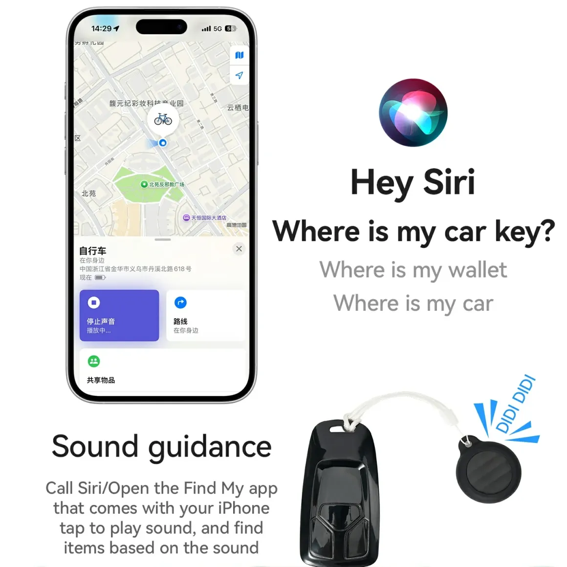 Bike Locator Anti Theft Device Compatible Apple AirTag
