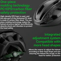 Carbon Fiber Cycling Helmet Antibacterial Lining Ventilated Adjustable Fit 3D-GRID