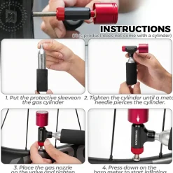 CO2 Bike Tire Inflator with Pressure Gauge for Presta & Schrader Valves