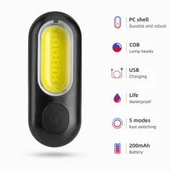 COB Mini Tail Light USB Dual Light Colors