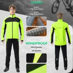 Cycling Jacket Pants Winter Suit Fluorescent Green