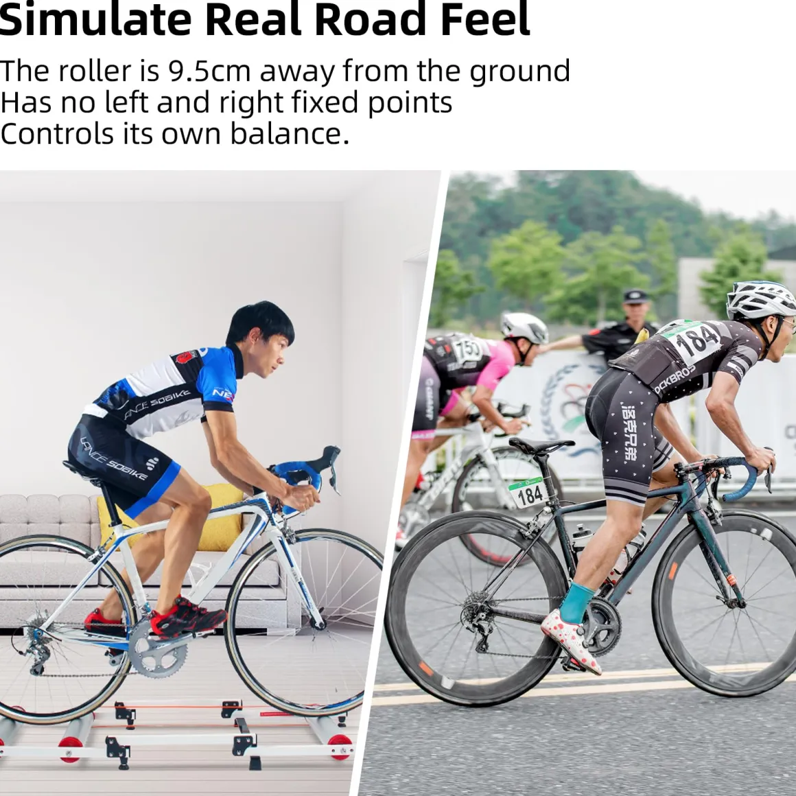 Foldable Adjustable Bike Rollers with Resistance for Indoor Exercise