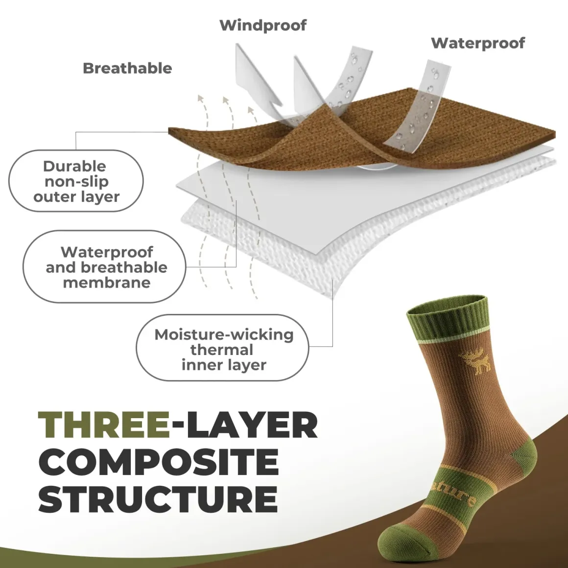 Four-Season Waterproof Socks Breathable for Outdoor Sports