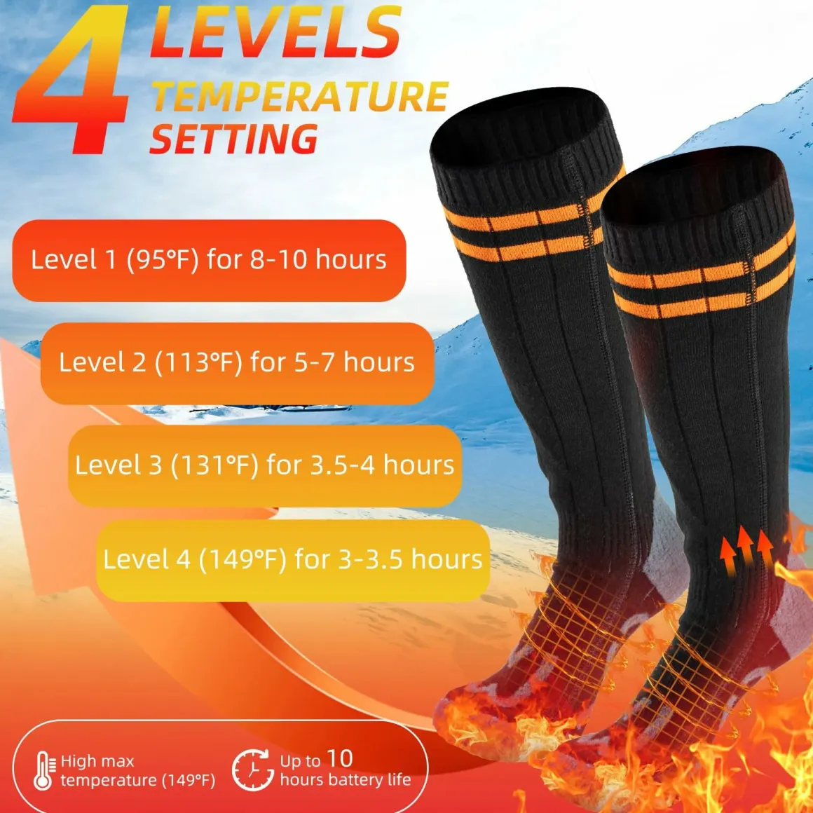 Heated Socks Rechargeable Up to 8 Hours 5000mAh Winter Foot Warmers Electric Socks