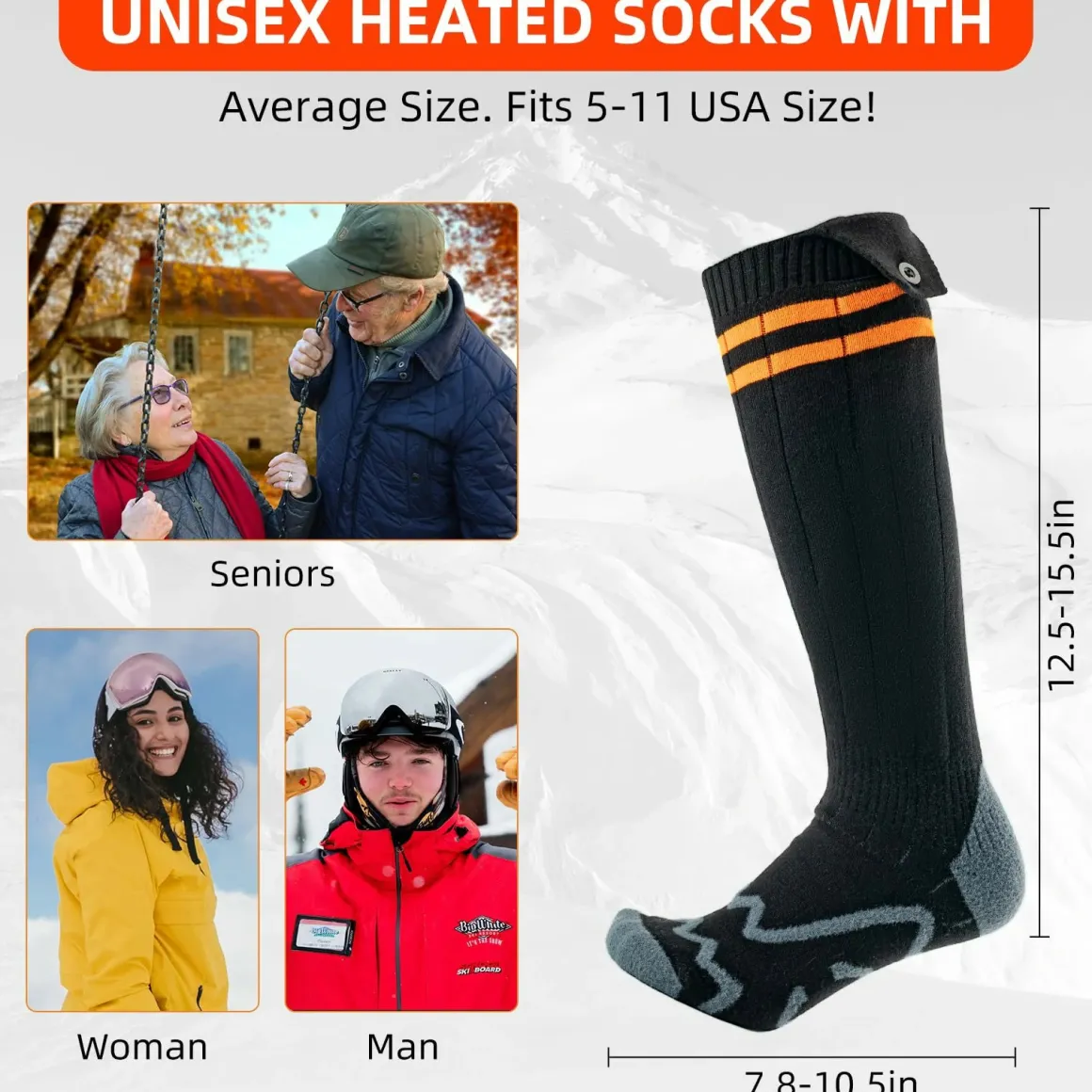 Heated Socks Rechargeable Up to 8 Hours 5000mAh Winter Foot Warmers Electric Socks