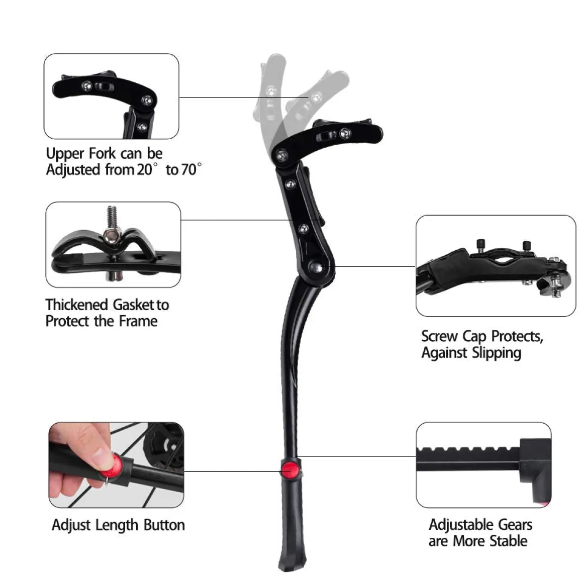 Heavy-Duty Side Kickstand for 24"-28" Mountain Bikes