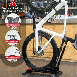 2-in-1 Adjustable Bike Stand Foldable Floor Vertical Rack Sturdy Carbon Steel for 24