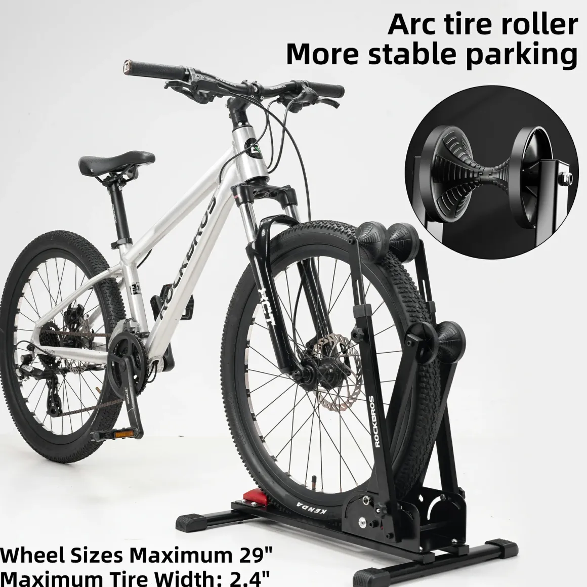 2-in-1 Adjustable Bike Stand Foldable Floor Vertical Rack Sturdy Carbon Steel for 24"-27.5" Wheels