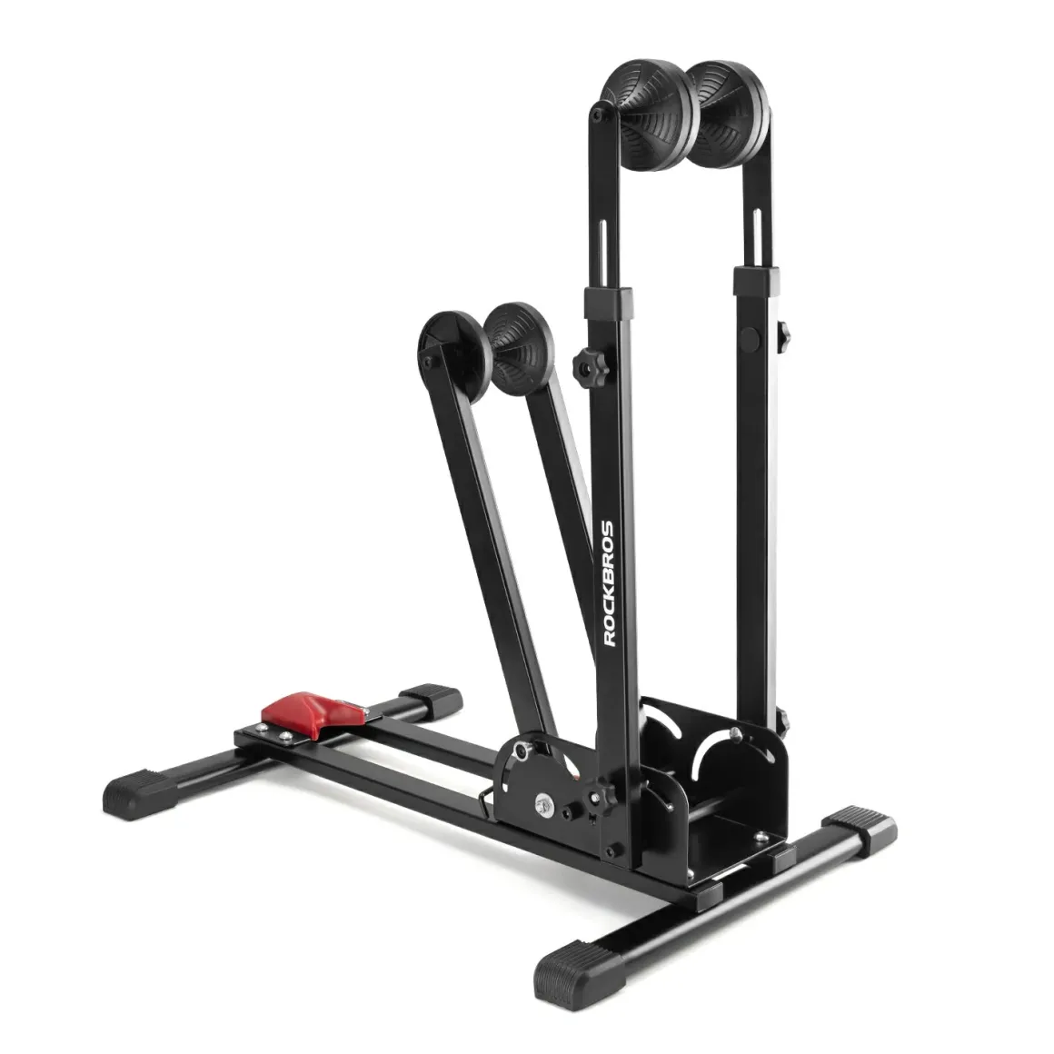 2-in-1 Adjustable Bike Stand Foldable Floor Vertical Rack Sturdy Carbon Steel for 24"-27.5" Wheels