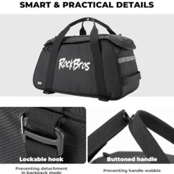 3-in-1 Bike Pannier Bag 10.5L Rear Rack Bag Backpack