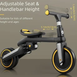 Kids 3 in 1 Tricycle Adjustable Seat Removable Pedals Toddler Ride On Bike