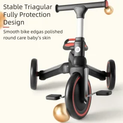 Kids 3 in 1 Tricycle Adjustable Seat Removable Pedals Toddler Ride On Bike