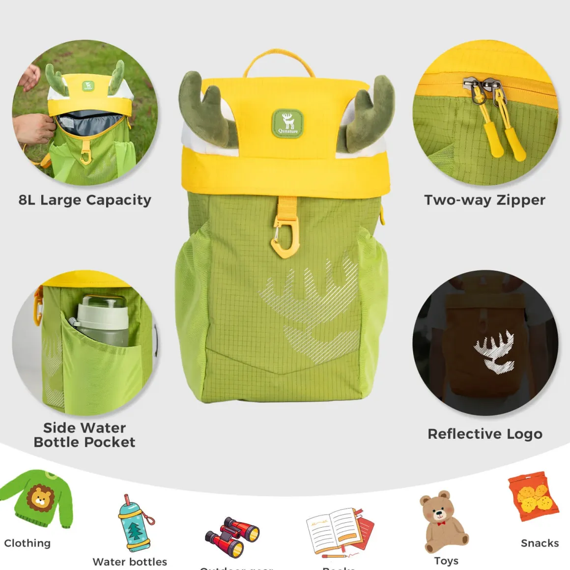 Kids Water-Repellent Hiking Backpack 8L
