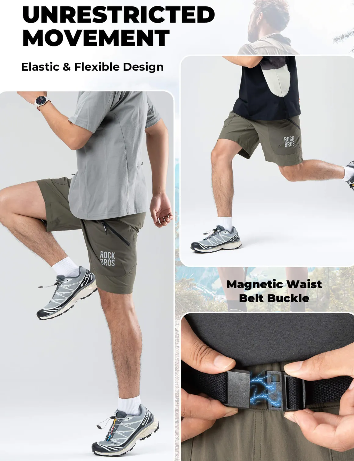 Men's Commuter Shorts Moisture-Wicking Multi-Pocket Shorts for Outdoor