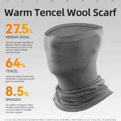Merino Wool Thermal Neck Gaiter Face Mask for Men Women