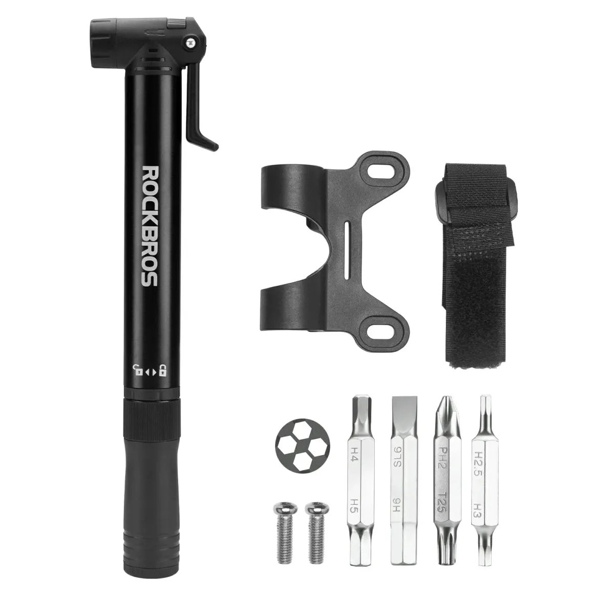 Mini Bike Pump with 8-in-1 Ratchet Tool 80 PSI
