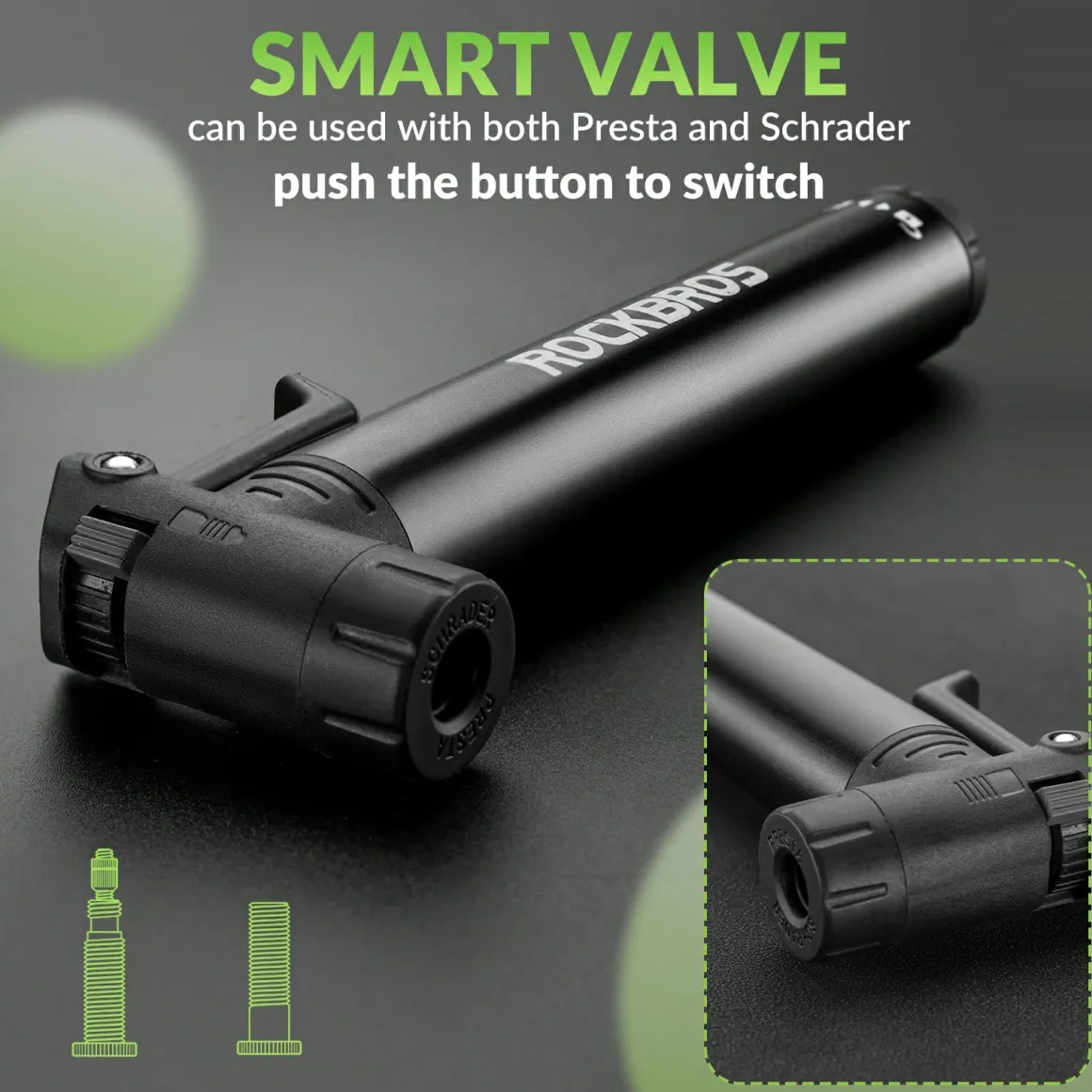 Mini Bike Pump with 8-in-1 Ratchet Tool 80 PSI