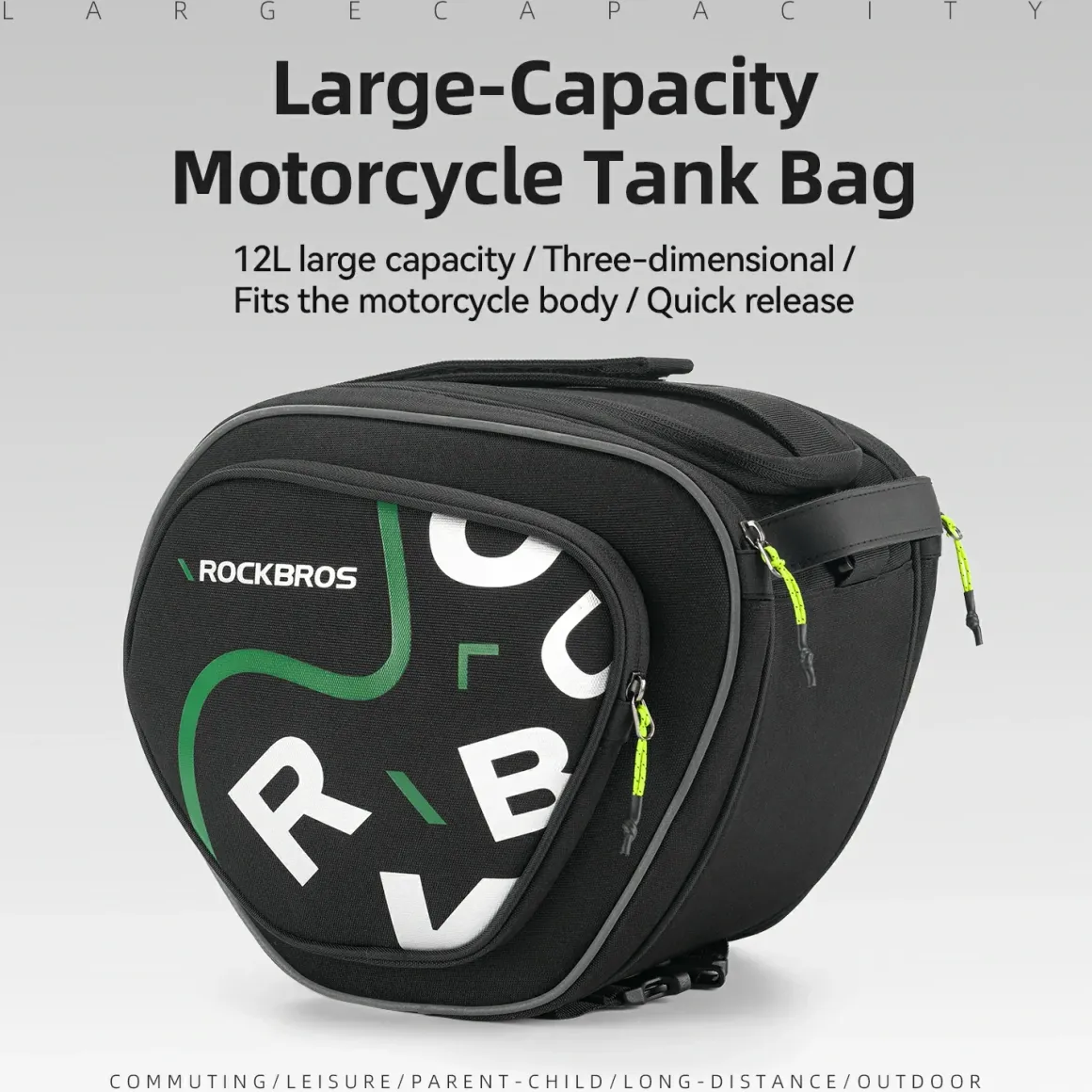 Motorcycle Tank Bag Helmet Bag 12L With Rain Cover