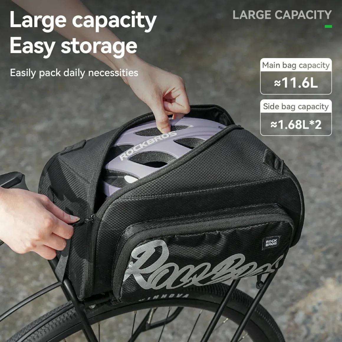 One-Piece Foldable 11L-15L Bike Rear Rack Bag