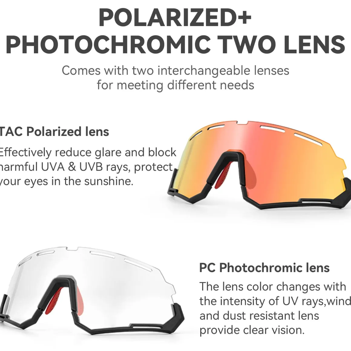 Polarized Photochromic Cycling Goggles (2-Lens Kit)