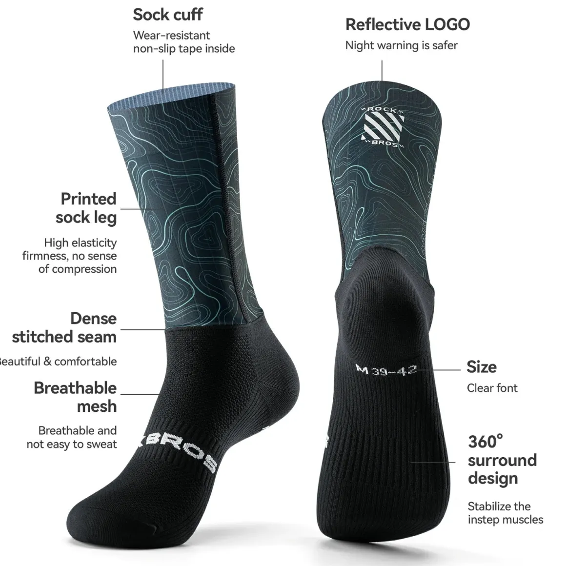 Professional Cycling Compression Socks Breathable