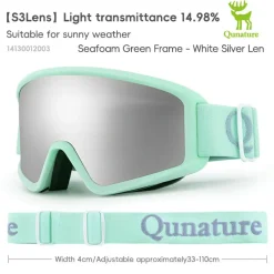 Qunature Anti-Fog Cylindrical Ski Goggles Double-Layer Lenses UV400 Protection