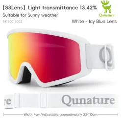 Qunature Anti-Fog Cylindrical Ski Goggles Double-Layer Lenses UV400 Protection
