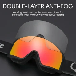 Qunature Anti-Fog Cylindrical Ski Goggles Double-Layer Lenses UV400 Protection