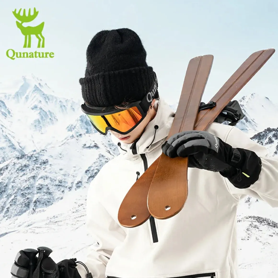 Qunature Anti-Fog Cylindrical Ski Goggles Double-Layer Lenses UV400 Protection