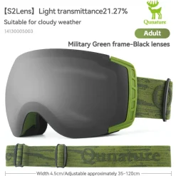 Qunature Anti-Fog Ski Goggles UV400 Protection Double-Layer Lenses for Clear View
