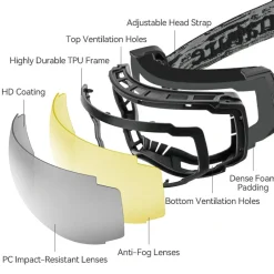 Qunature Anti-Fog Ski Goggles UV400 Protection Double-Layer Lenses for Clear View