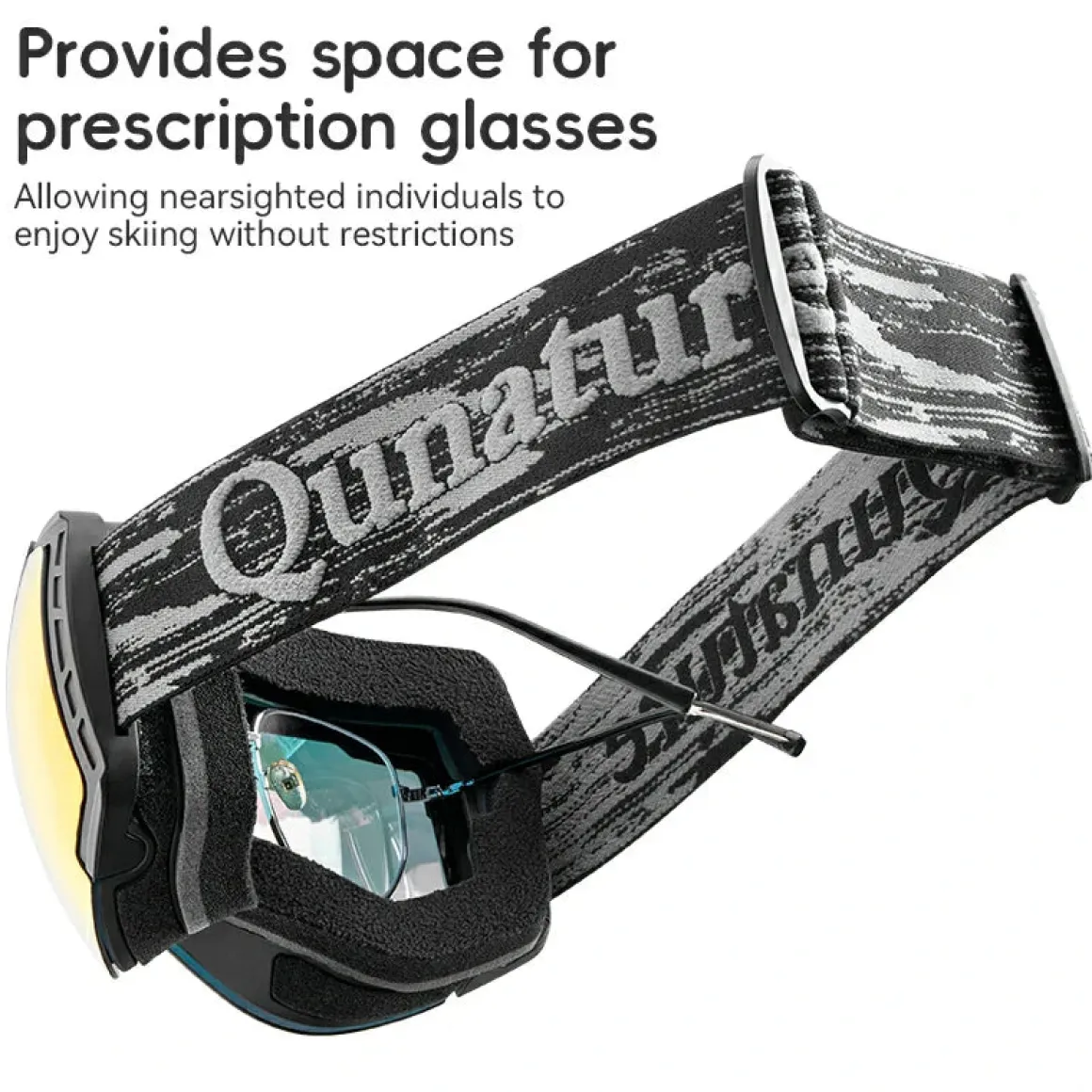 Qunature Anti-Fog Ski Goggles UV400 Protection Double-Layer Lenses for Clear View