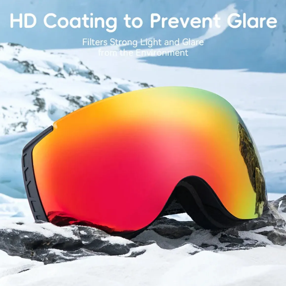 Qunature Anti-Fog Ski Goggles UV400 Protection Double-Layer Lenses for Clear View