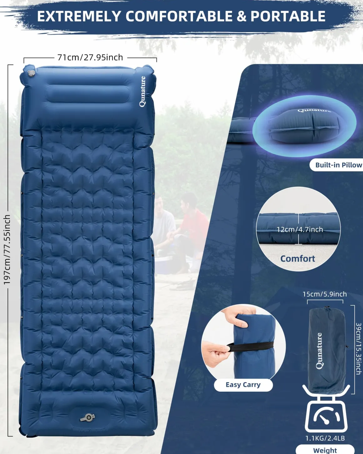 Qunature Camping Mattress Sleeping Pad for Outdoor Camping Ultra-light