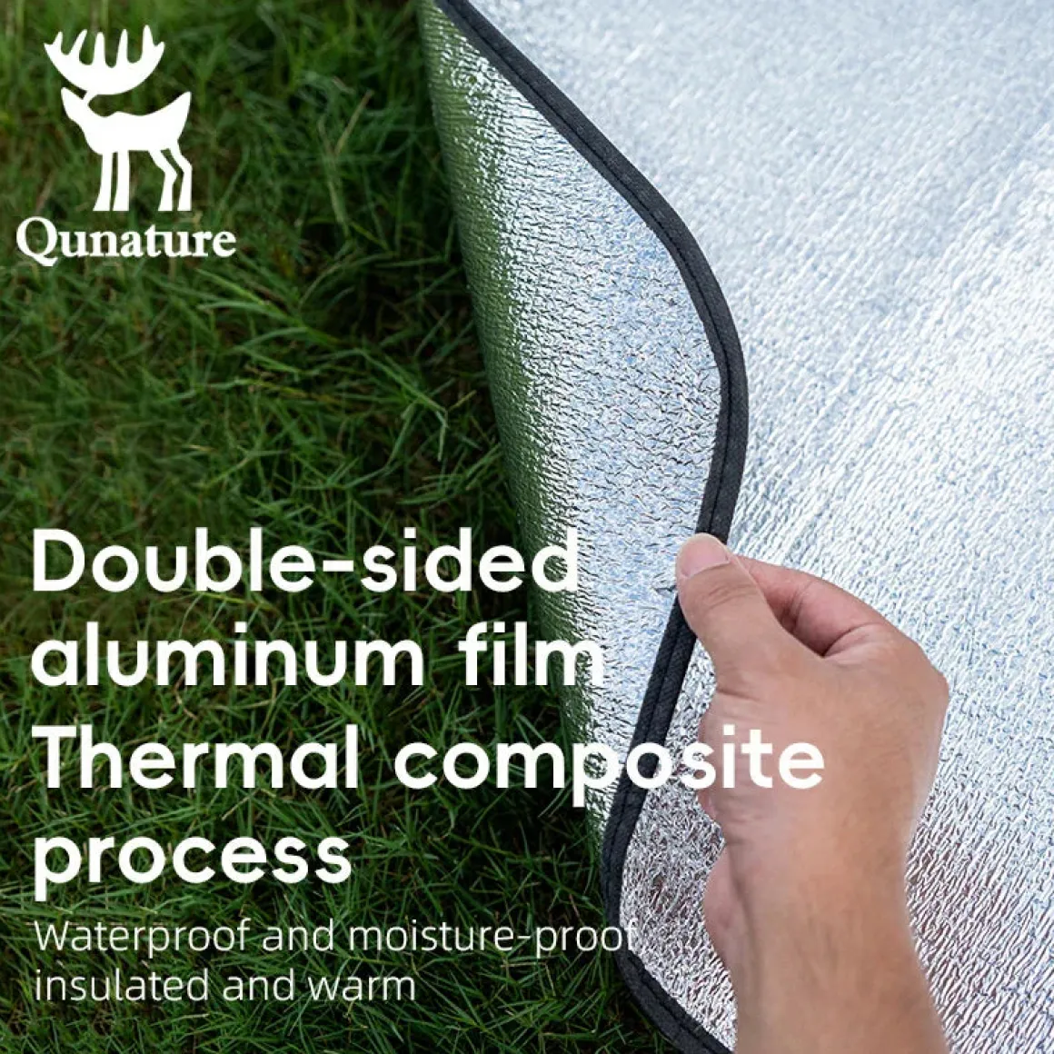 Qunature Double-Sided Aluminum Picnic Tent Mat Waterproof Camping Pad