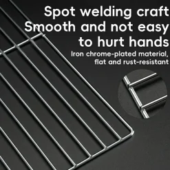 Qunature Durable Iron Chrome BBQ Grill Net with Rounded Corners for Easy Use