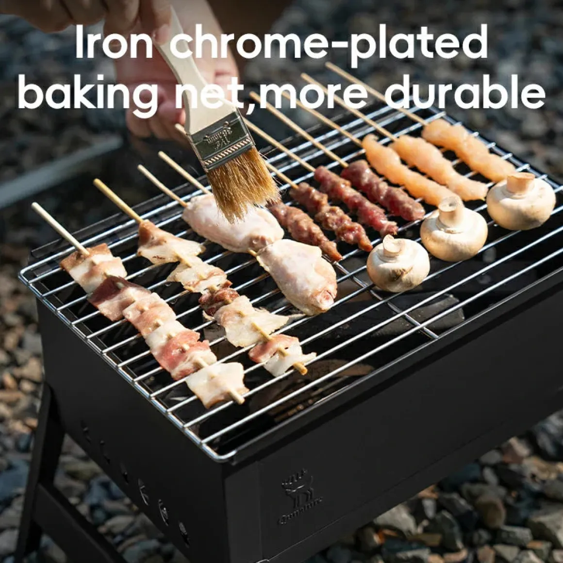 Qunature Foldable BBQ Grill with Durable Chrome-Plated Net and Ventilation