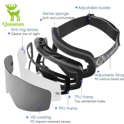 Qunature Frameless Anti-Fog Ski Goggles with UV Protection and Wide View