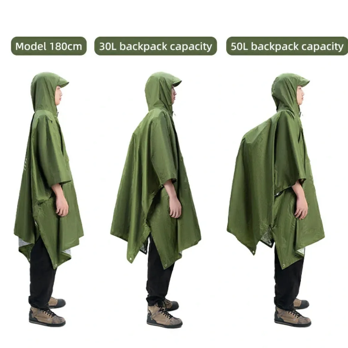 Qunature 3-in-1 Waterproof Raincoat Canopy Floor Mat Lightweight Portable
