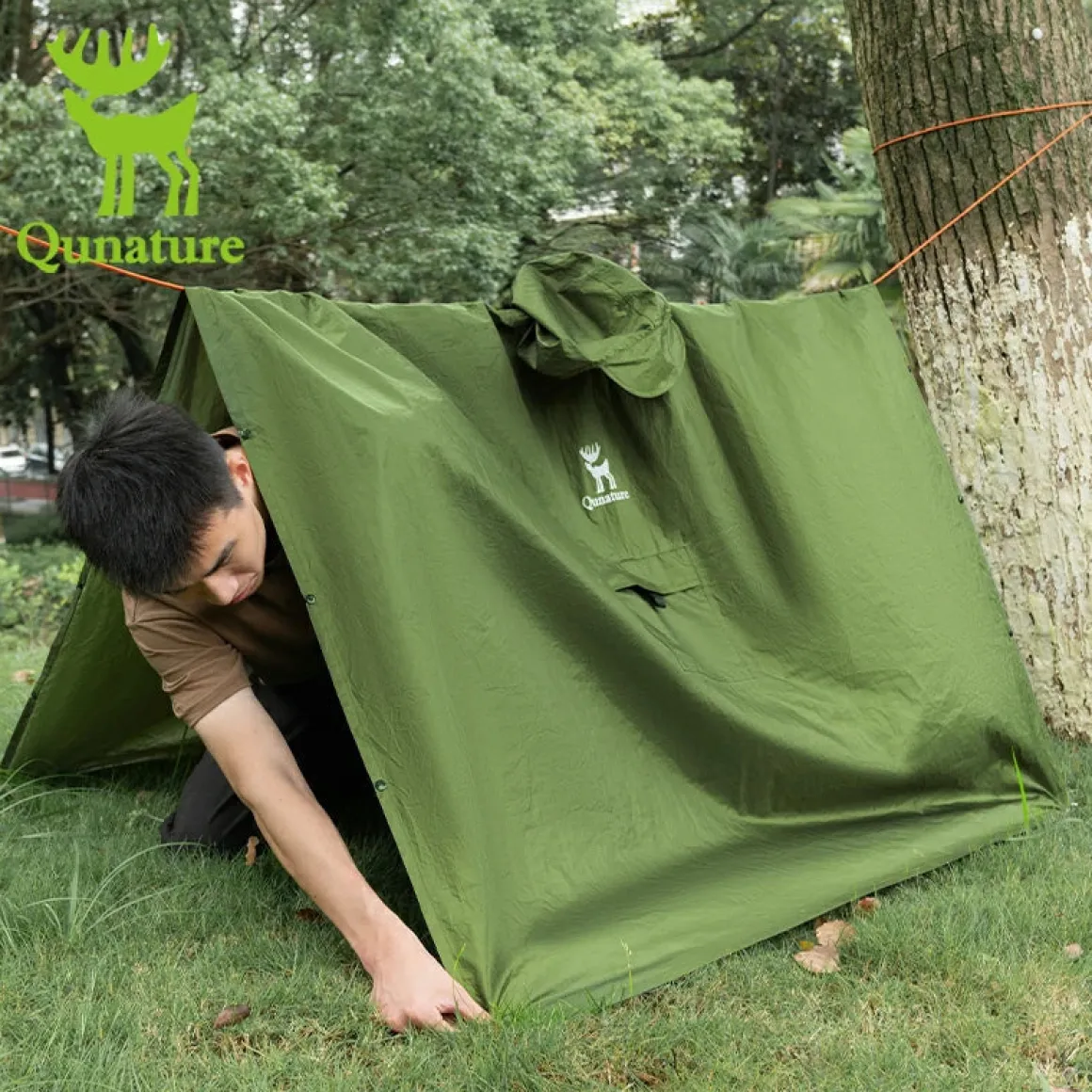 Qunature 3-in-1 Waterproof Raincoat Canopy Floor Mat Lightweight Portable