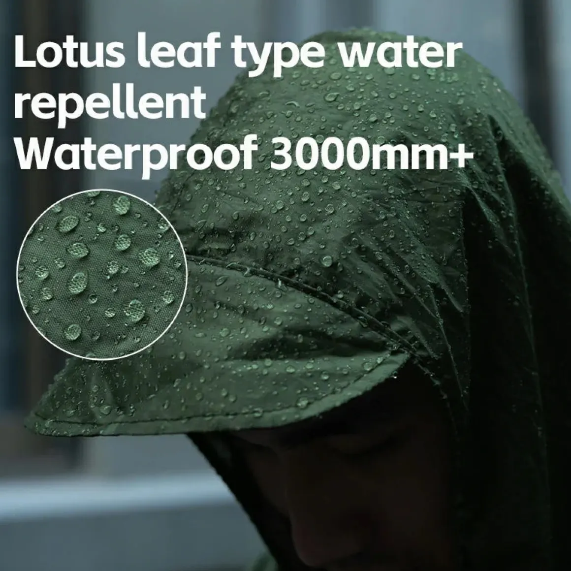 Qunature 3-in-1 Waterproof Raincoat Canopy Floor Mat Lightweight Portable