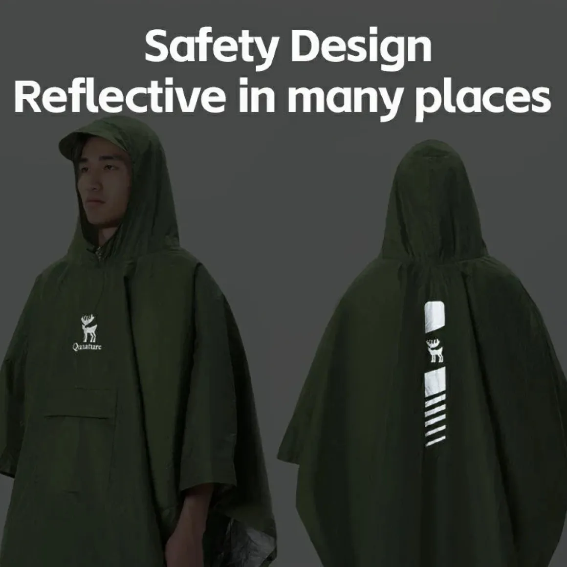Qunature 3-in-1 Waterproof Raincoat Canopy Floor Mat Lightweight Portable