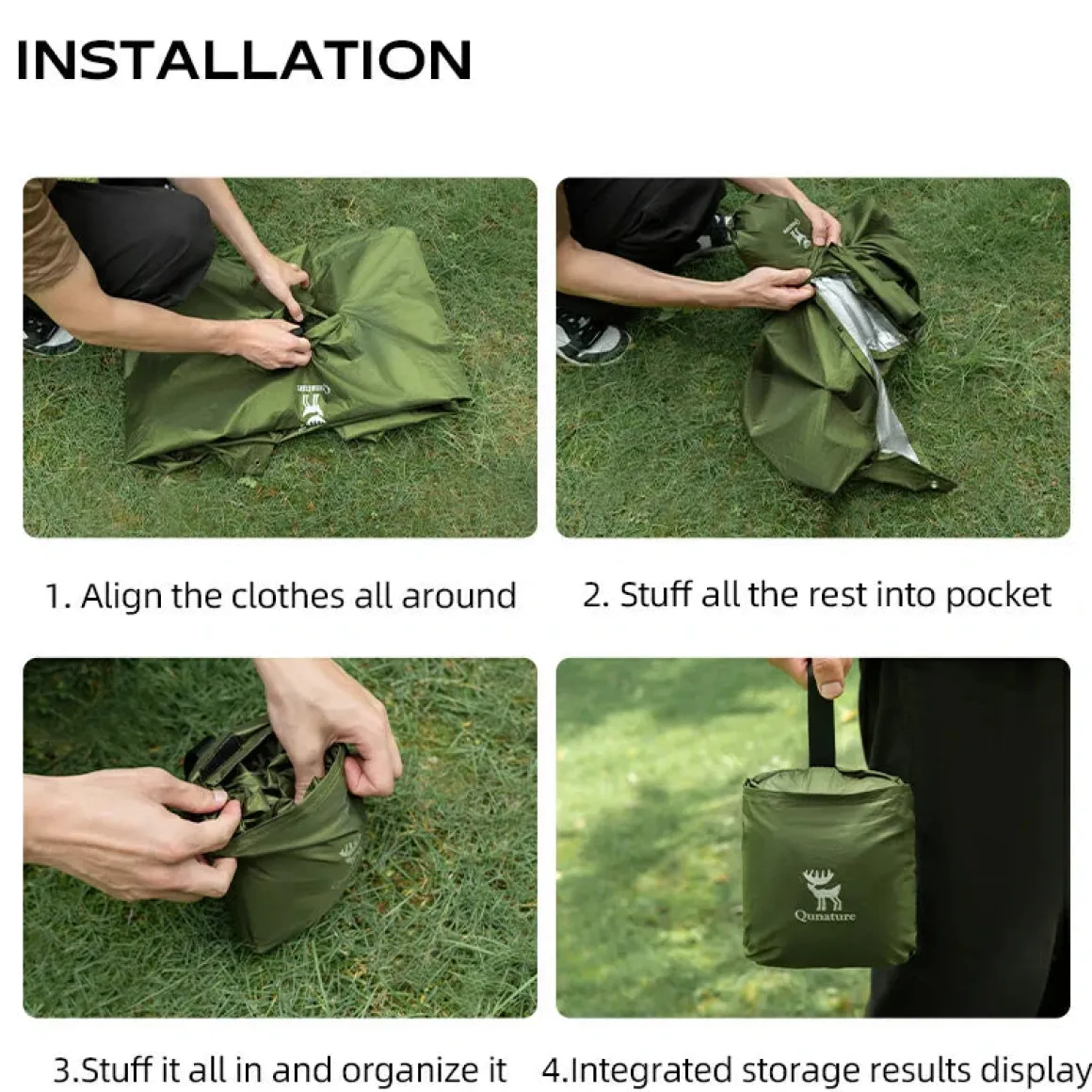 Qunature 3-in-1 Waterproof Raincoat Canopy Floor Mat Lightweight Portable